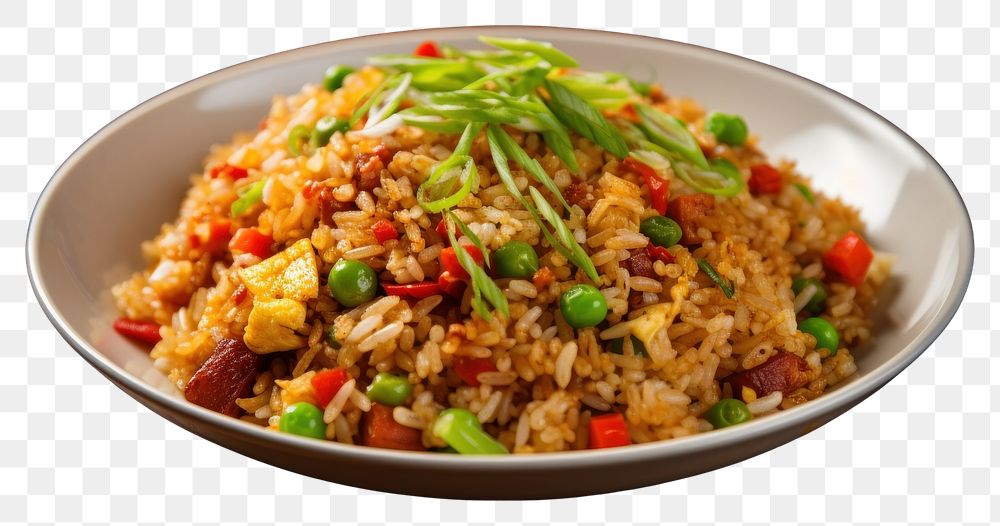 PNG  American fried rice plate food vegetable. AI generated Image by rawpixel.