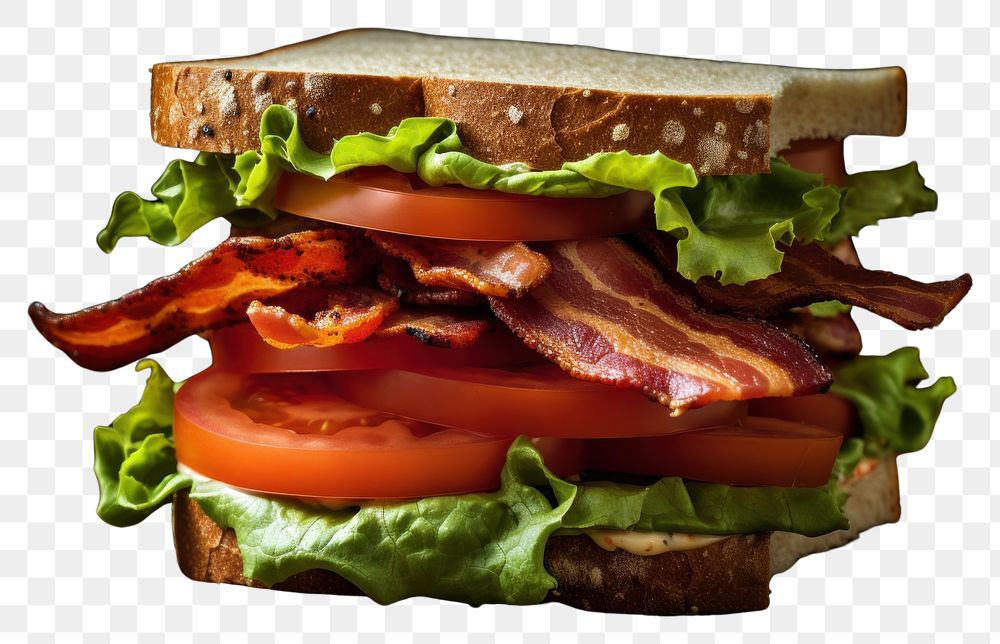 PNG  Bacon lettuce tomato sandwich meat food pork. AI generated Image by rawpixel.