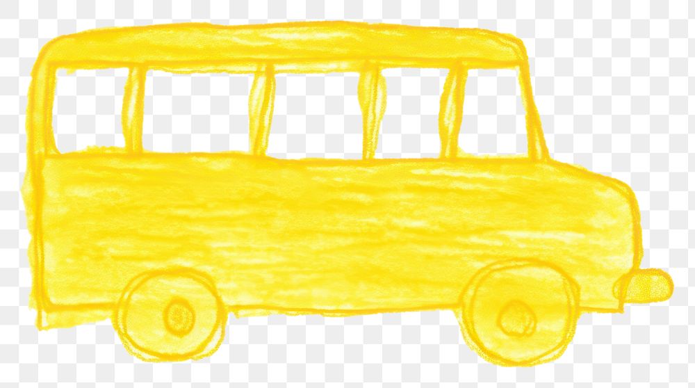PNG  Yellow school bus vehicle drawing white background. AI generated Image by rawpixel.