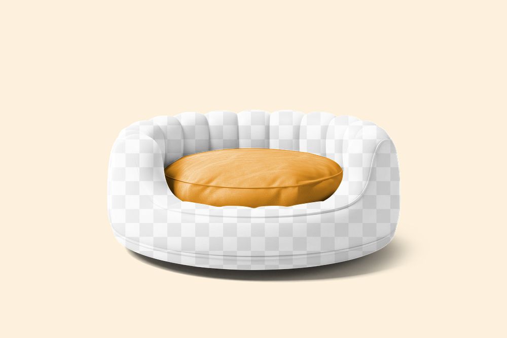 Pet cushion bed png mockup, transparent design