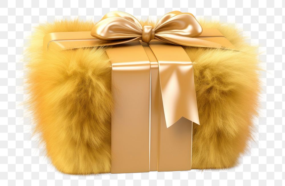PNG Gift gift gold fur. AI generated Image by rawpixel.