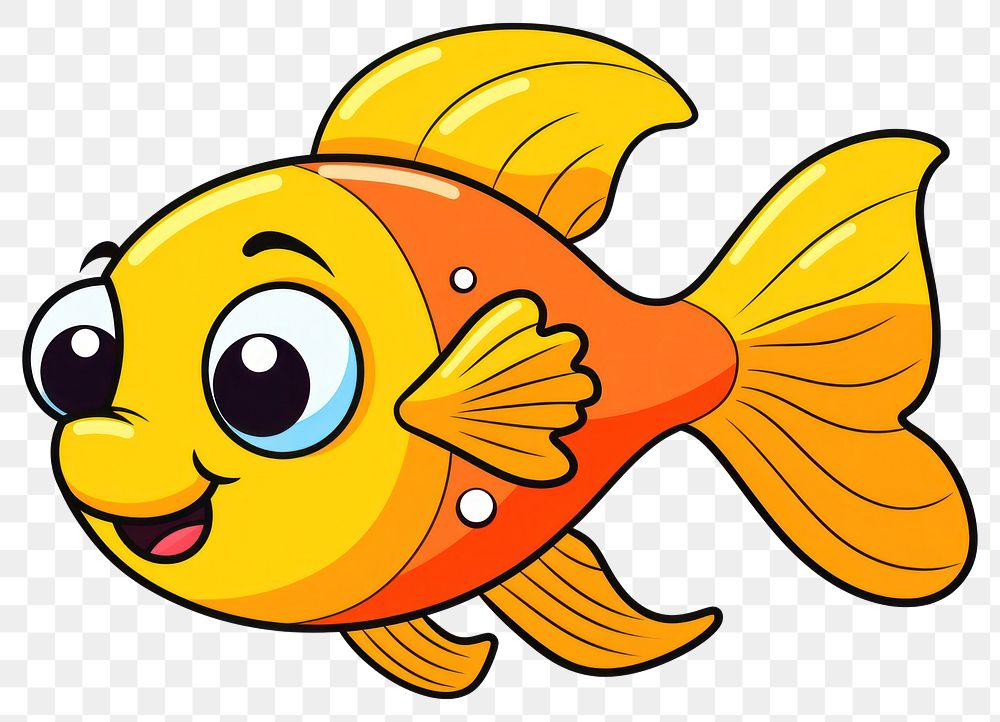 PNG  Fish goldfish cartoon animal. AI generated Image by rawpixel.