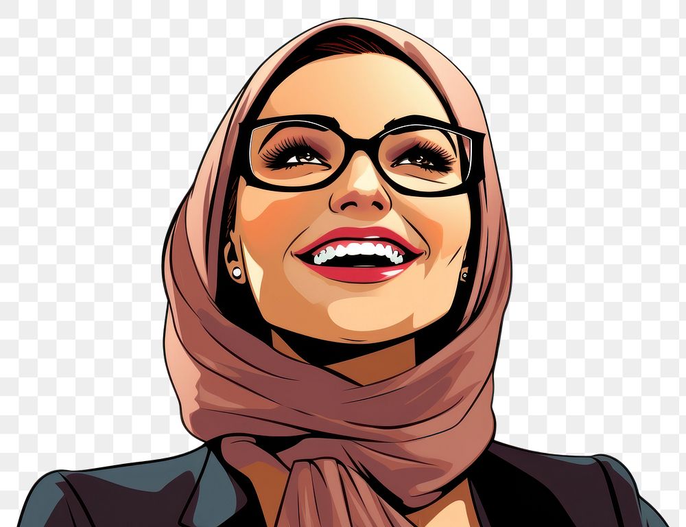 PNG  Confident Muslim businesswoman smiling portrait glasses adult. AI generated Image by rawpixel.