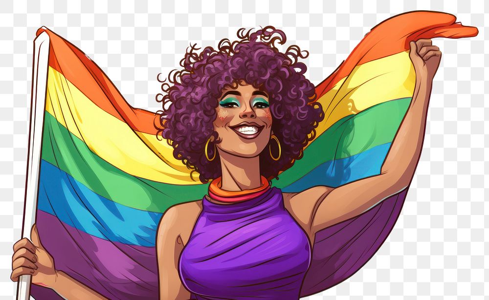 PNG  Smiling rainbow pride adult. AI generated Image by rawpixel.