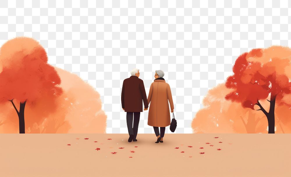 PNG Couple walking autumn togetherness. AI generated Image by rawpixel.