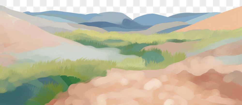 PNG Landscape painting backgrounds outdoors. AI generated Image by rawpixel.