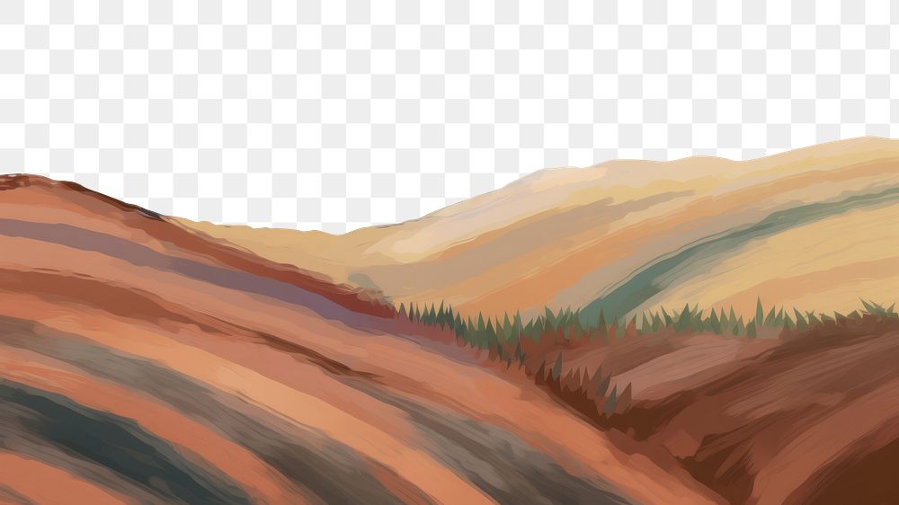 PNG Landscape painting backgrounds wilderness. AI generated Image by rawpixel.
