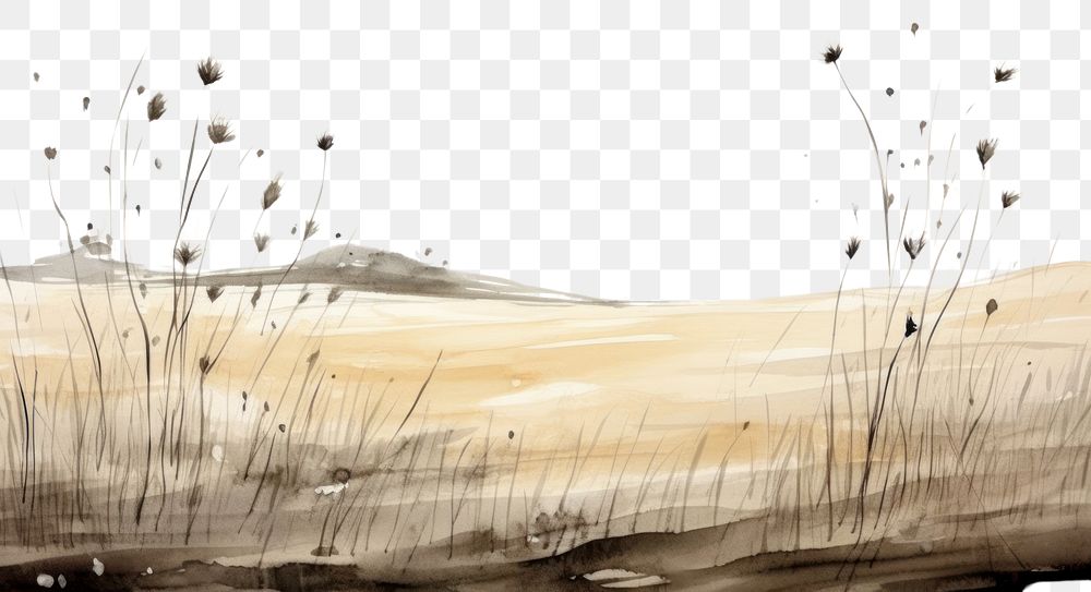 PNG Meadow sketch painting drawing. AI generated Image by rawpixel.