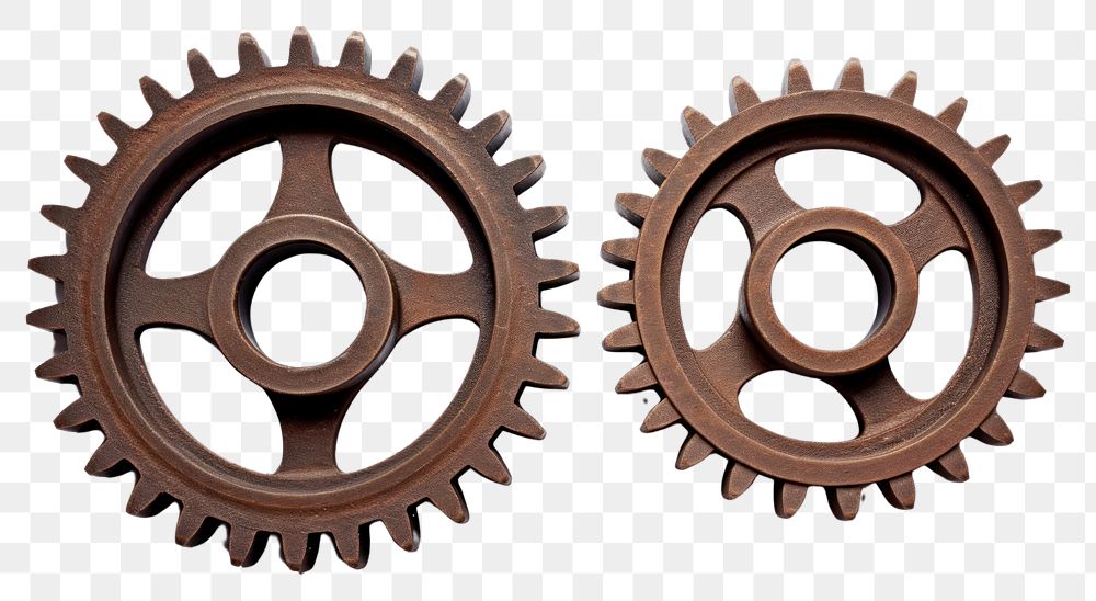PNG  Two Gear wheels gear white background clockworks. AI generated Image by rawpixel.