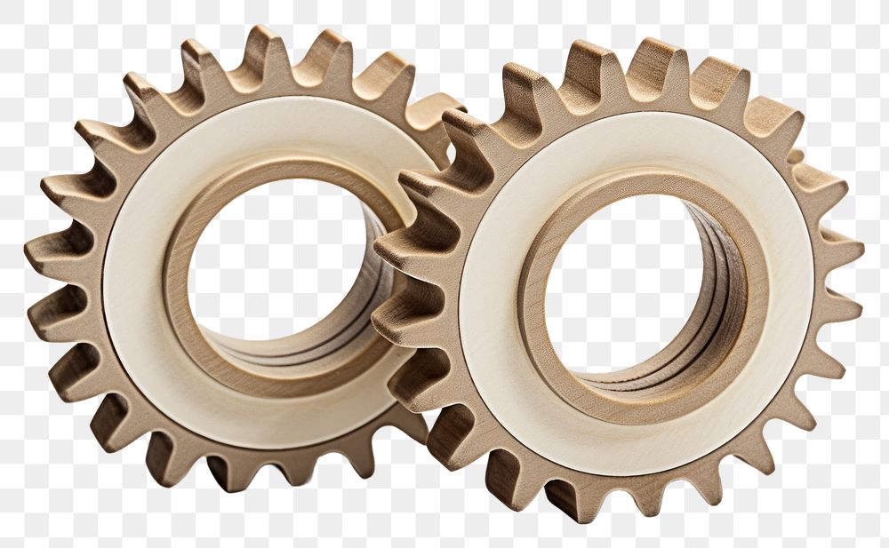 PNG  Two Gear wheels gear white background ammunition. AI generated Image by rawpixel.