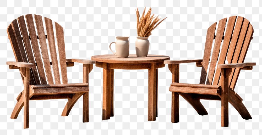 PNG  Wooden Table with Two Chairs chair table wood. AI generated Image by rawpixel.