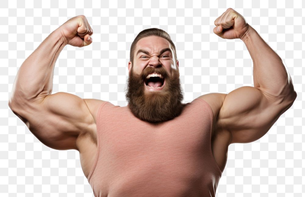 PNG  Shouting adult determination bodybuilding. AI generated Image by rawpixel.
