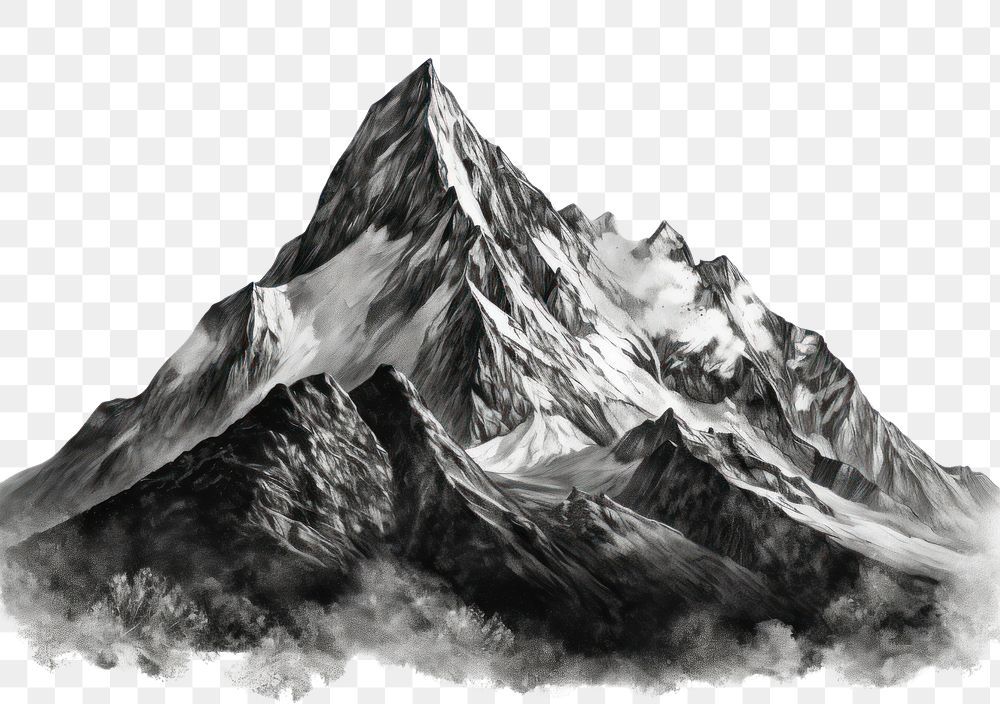 PNG Mountain mountain outdoors drawing. AI generated Image by rawpixel.