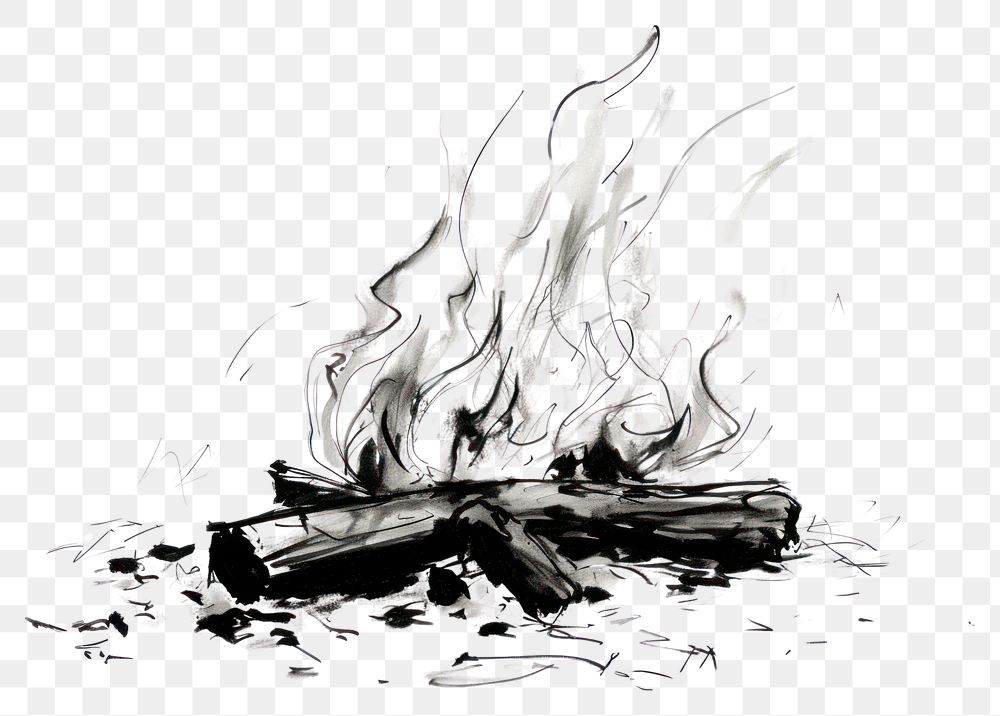 PNG Campfire drawing sketch art. AI generated Image by rawpixel.