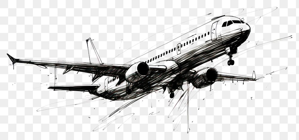 PNG Airplane airplane drawing aircraft. AI generated Image by rawpixel.