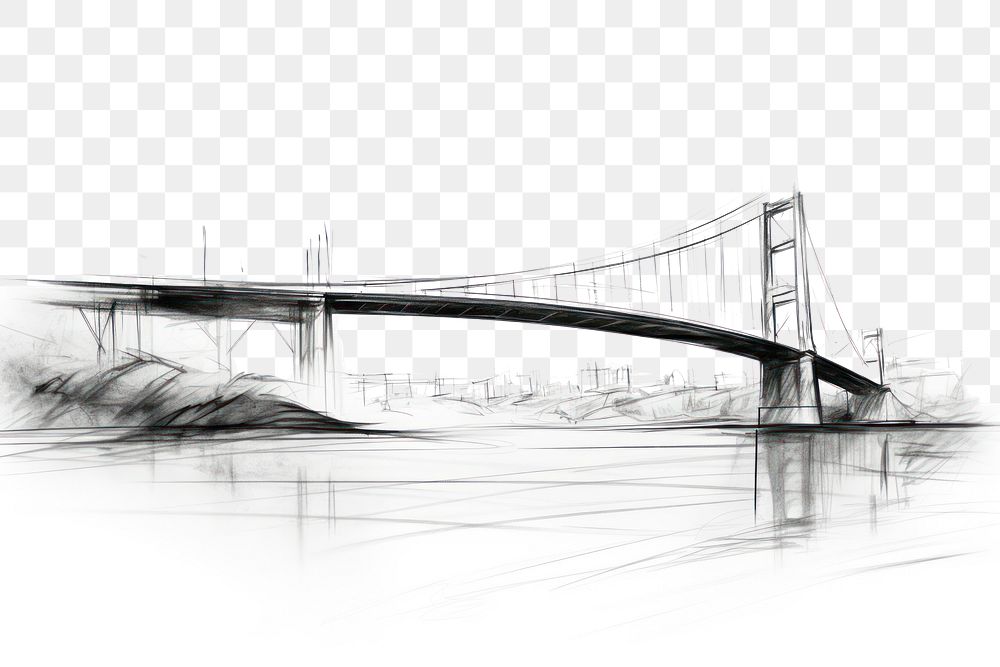 PNG Bridge drawing bridge sketch. AI generated Image by rawpixel.