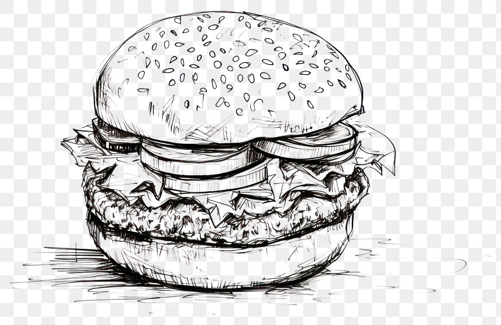 PNG Burger drawing sketch burger. AI generated Image by rawpixel.