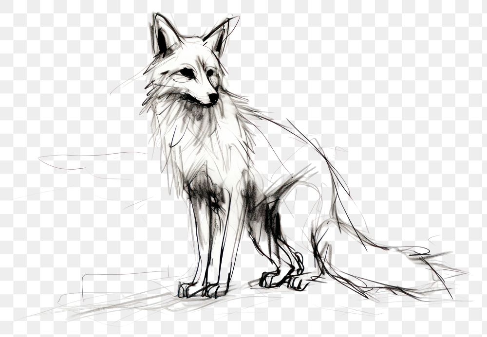 PNG Fox drawing animal mammal. AI generated Image by rawpixel.