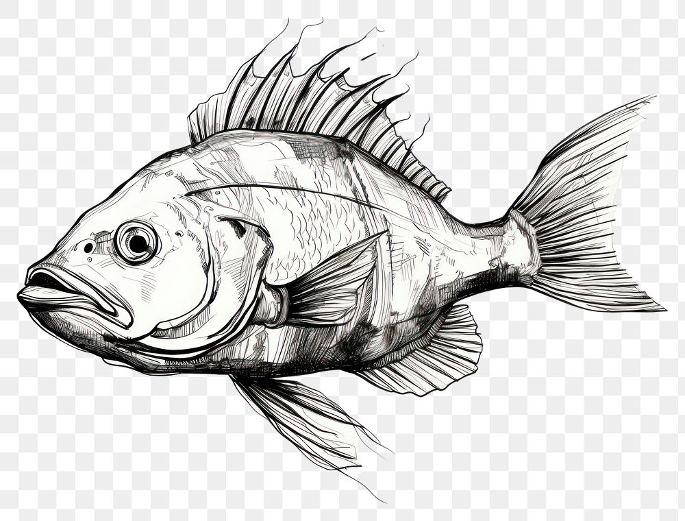 PNG Fish drawing fish animal. AI generated Image by rawpixel.