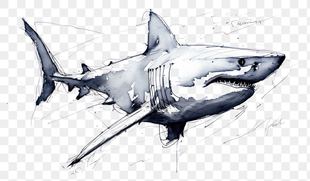 PNG Shark drawing shark art. AI generated Image by rawpixel.
