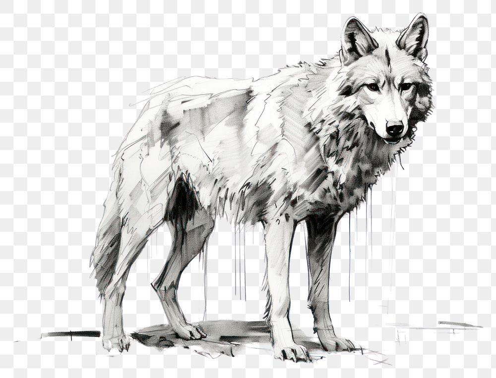 PNG Wolf drawing wolf animal. AI generated Image by rawpixel.