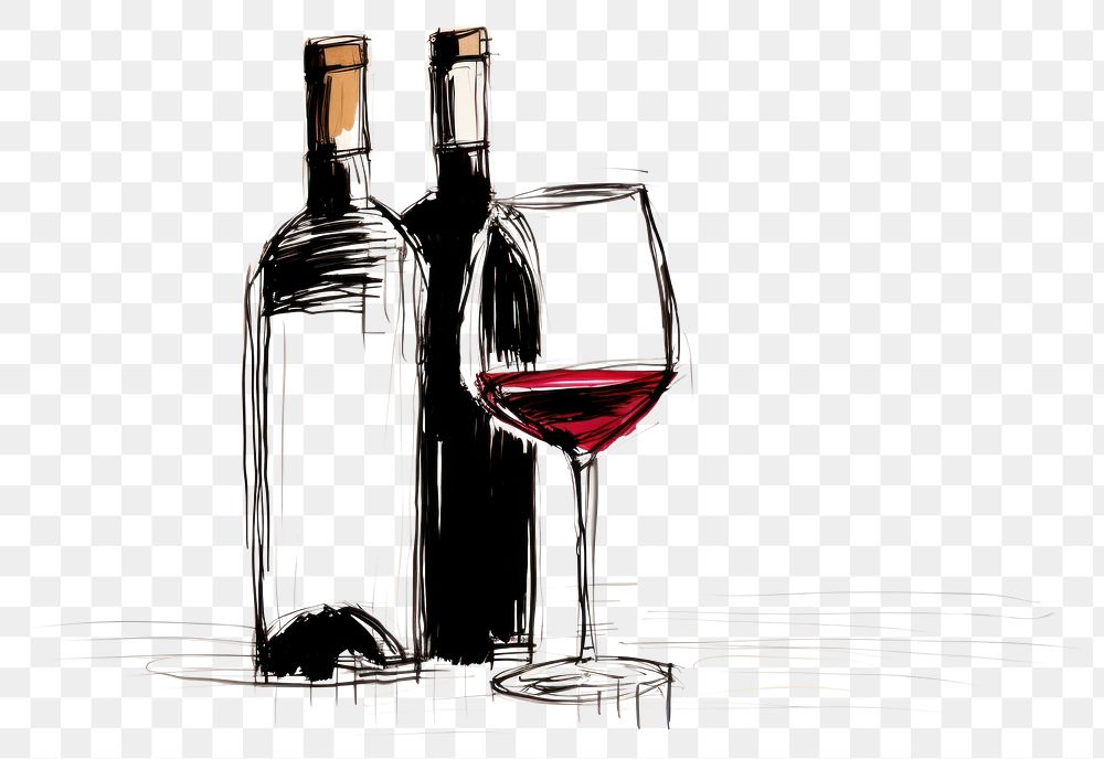 PNG Wine wine drawing bottle. AI generated Image by rawpixel.