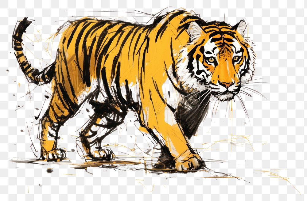 PNG Tiger tiger wildlife drawing. AI generated Image by rawpixel.