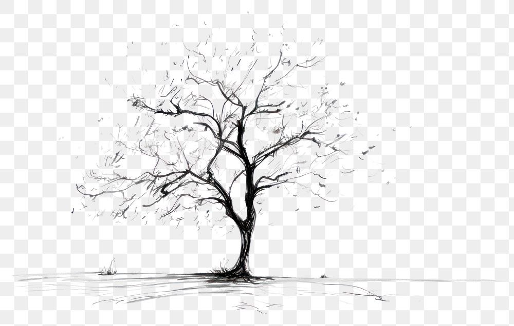PNG Tree drawing sketch white. AI generated Image by rawpixel.