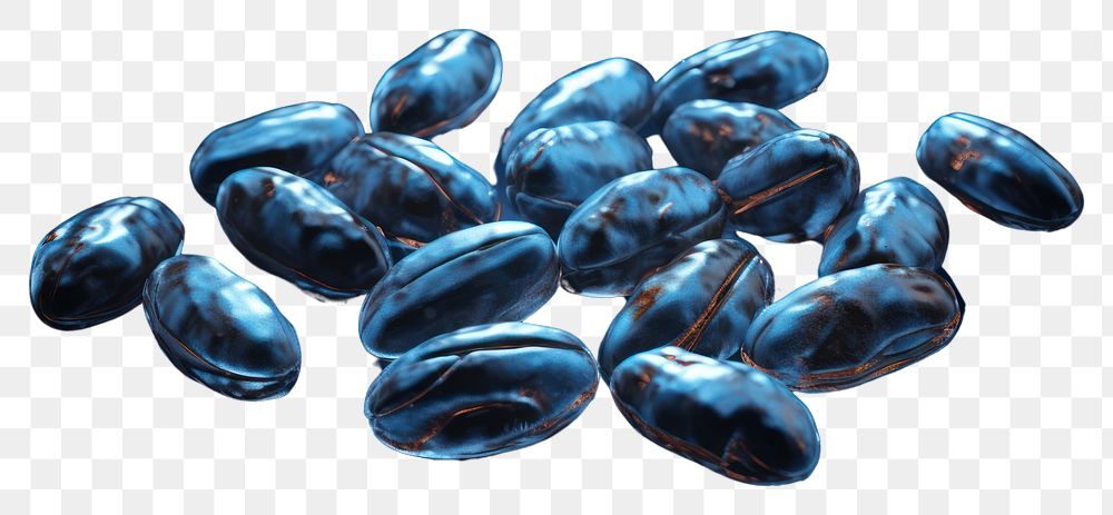 PNG Coffee beans jewelry blue blue background. AI generated Image by rawpixel.