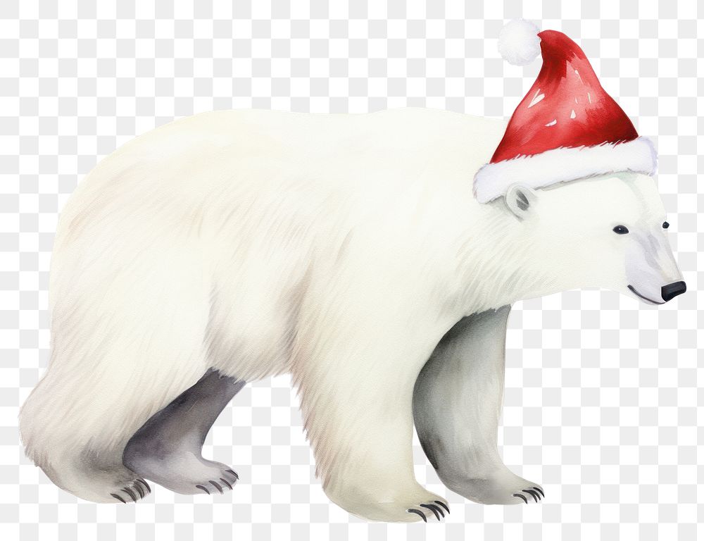 PNG Polar bear wear christmas hat mammal animal white. AI generated Image by rawpixel.