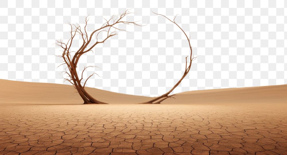 PNG Dramatic empty scene of arid land or drought soil with old tress outdoors desert nature. AI generated Image by rawpixel.
