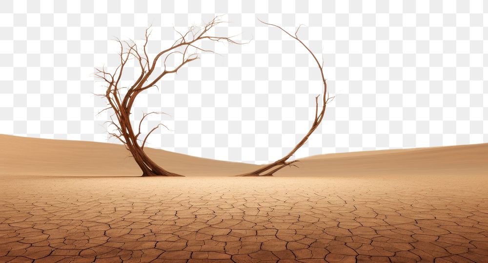 PNG Dramatic empty scene of arid land or drought soil with old tress outdoors desert nature. 