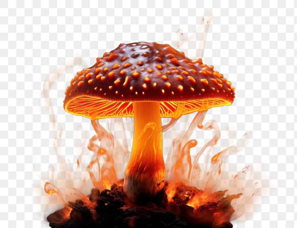 PNG Mushroom mushroom fire burning. AI generated Image by rawpixel.