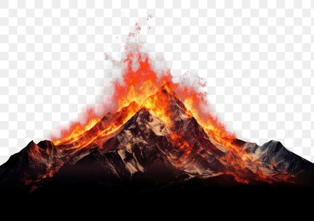 PNG Mountain mountain fire outdoors. AI generated Image by rawpixel.