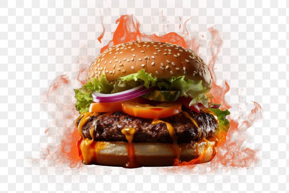 PNG Burger fire burning burger