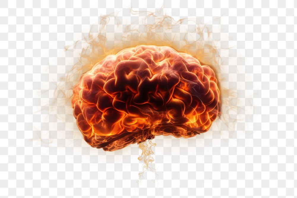 PNG Brain fire explosion burning. AI generated Image by rawpixel.