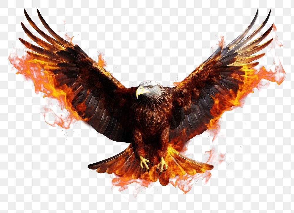 PNG Eagle full body fire vulture burning
