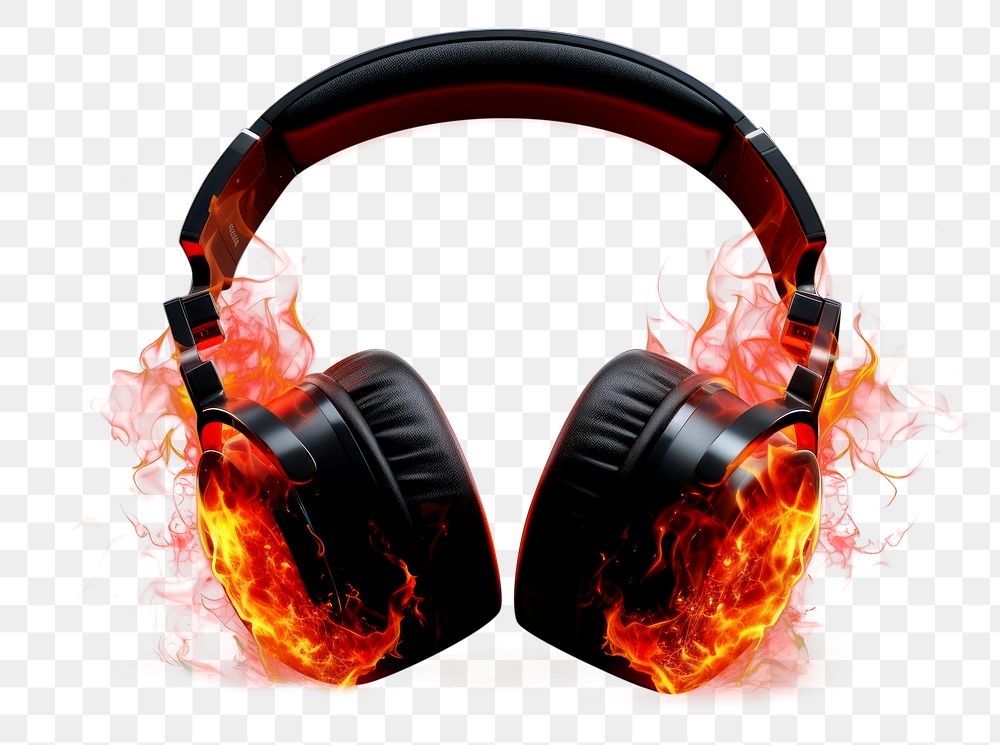 PNG Headphones headphones headset burning. AI generated Image by rawpixel.