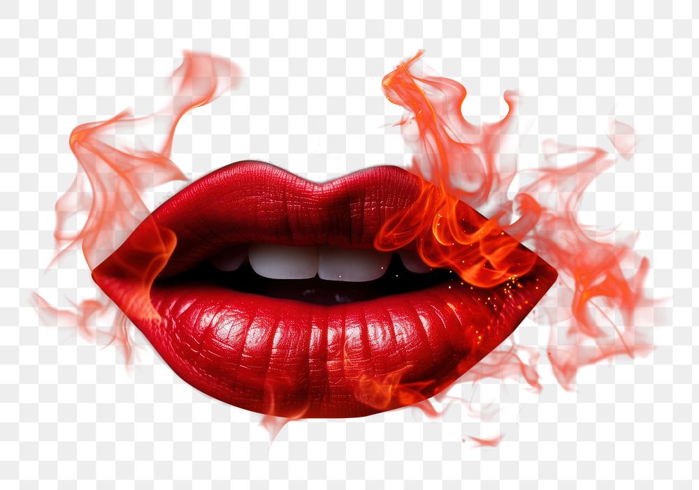 PNG Red lips fire burning black. AI generated Image by rawpixel.