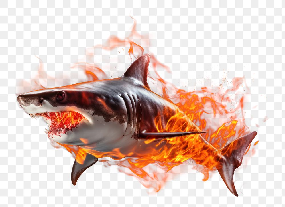 PNG Shark shark burning animal. AI generated Image by rawpixel.