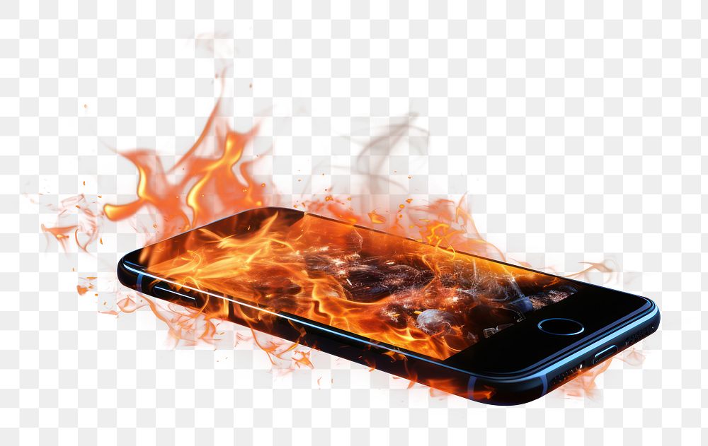 PNG Smart Phone fire bonfire burning. AI generated Image by rawpixel.