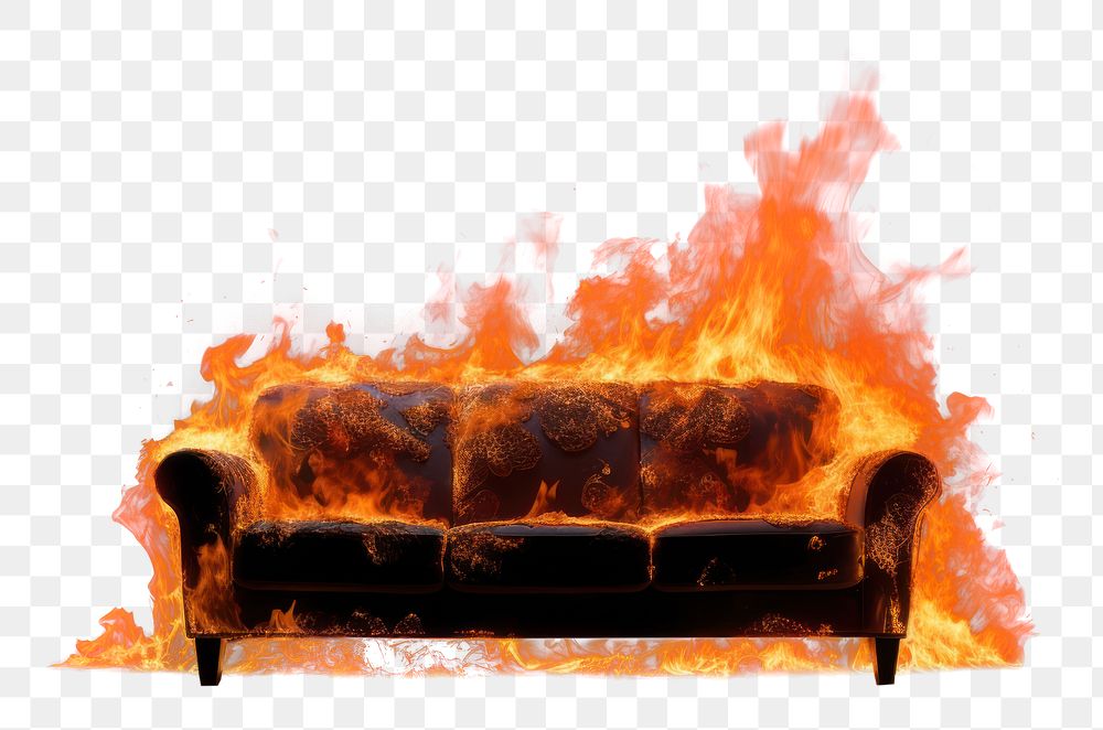 PNG Sofa fire fireplace furniture. AI generated Image by rawpixel.