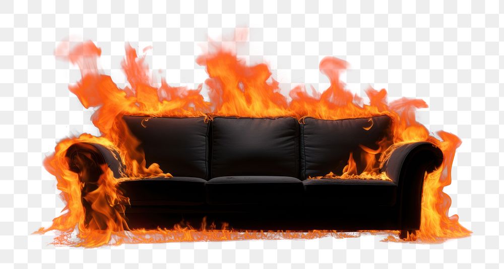 PNG Sofa fire fireplace furniture. AI generated Image by rawpixel.