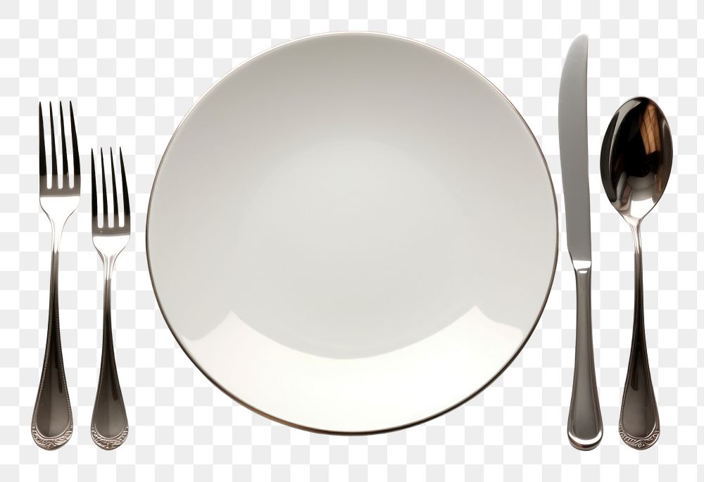PNG Plate spoon fork silverware. AI generated Image by rawpixel.