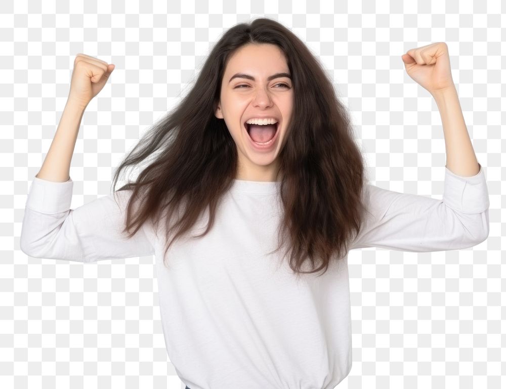 PNG Woman shouting adult white background. AI generated Image by rawpixel.