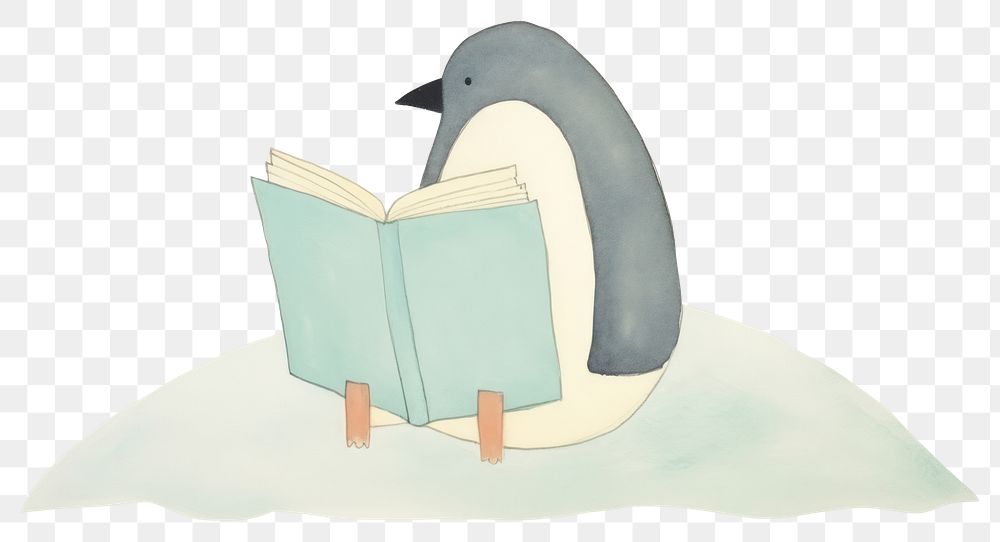 PNG Penguin character reading book drawing sketch bird. AI generated Image by rawpixel.