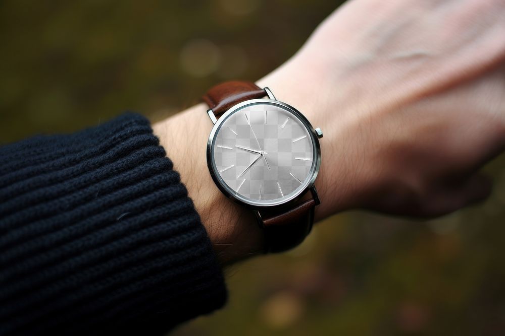 Men's wristwatch png mockup, transparent design