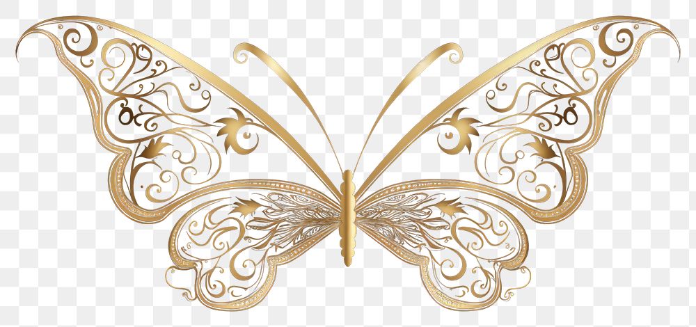 PNG  Butterfly animal gold accessories. AI generated Image by rawpixel.