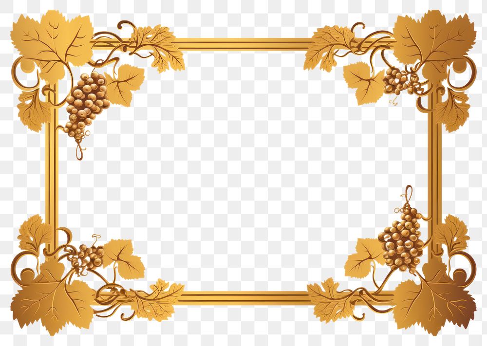 PNG  Grape vine frame gold white background. AI generated Image by rawpixel.