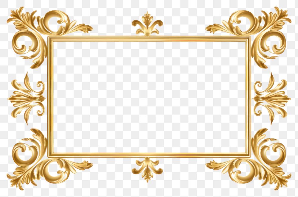 PNG  Floral frame gold white background. AI generated Image by rawpixel.